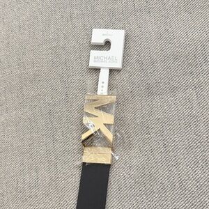 Michael Kors Black Reversible Belt with Gold Buckle